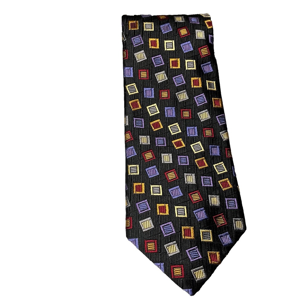 ROBERT TALBOTT Silk Tie Best of Class Multi Color Geometric Textured Made In USA